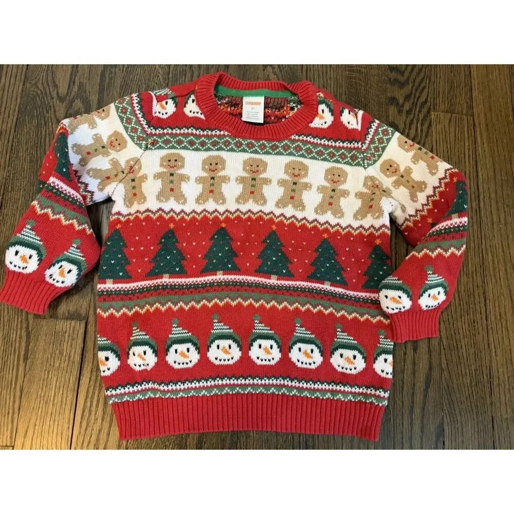 Gymboree Toddler Boys Crewneck Christmas Sweater 100% Cotton Sz 3T